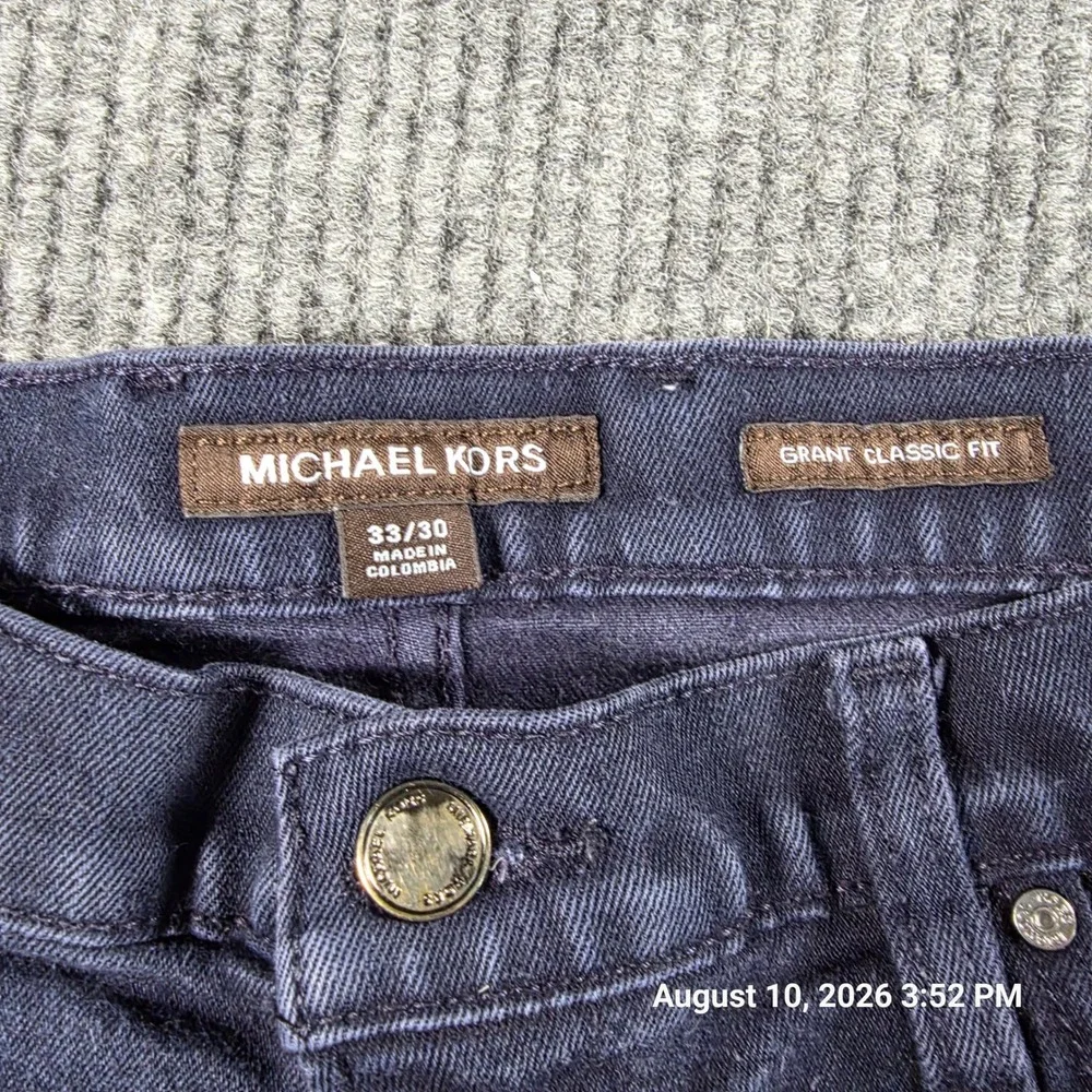 Michael Kors Mens Grant Classic Fit Jeans Dark Wash Blue Denim 33x30
